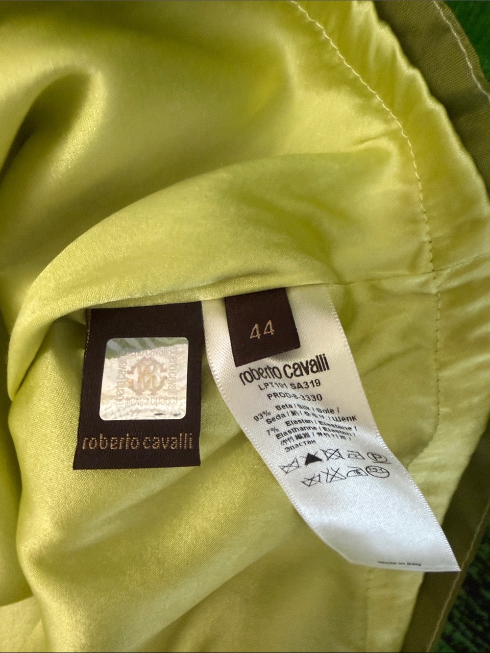 Green Ombre V-Neck Sleeveless Silk Roberto Cavalli Dress - Picture 6 of 6